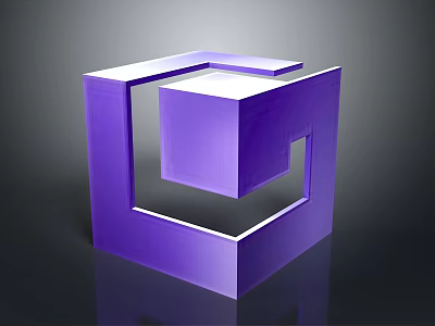 Purple Geometric Shape With Nested Cubes Frame Modern 3D Abstract Design 3d model