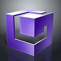 Purple Geometric Shape With Nested Cubes Frame Modern 3D Abstract Design
