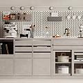 Modern Minimalist Sideboard With Perforated Board Coffee Machine Drawers And Glass Door Cabinets