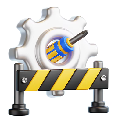 Practical Hardware Tools Including Blue Yellow Screwdriver Gear and Yellow Black Striped Barrier 3d model