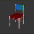 Modern Single Chair With Red Cushion Woven Backrest And Wooden Frame Design