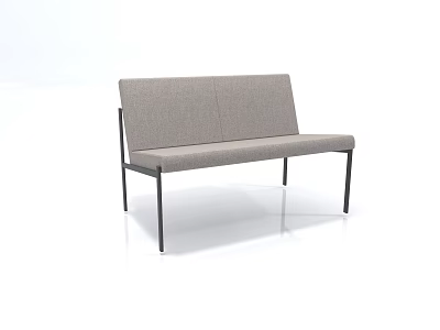 Modern Two Seater Sofa With Light Gray Fabric And Black Metal Legs 3d model