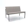 Modern Two Seater Sofa With Light Gray Fabric And Black Metal Legs