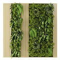 Vertical Interior Decorative Living Plant Wall with Diverse Green Foliage and Wooden Accents
