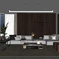Modern Living Dining Room Interior With Sofa Coffee Table And Wooden Wall 3d model