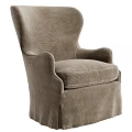Comfortable Taupe Corduroy Accent Chair With High Back Armrests And Skirted Base