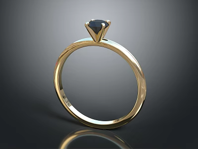 Elegant Gold Ring With Black Gemstone Classic Design For Jewelry Collection 3d model