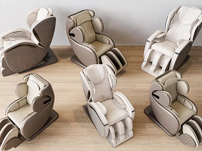 Modern Massage Chairs With Beige Gray Upholstery And Ergonomic Design In Living Room 3d model