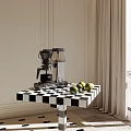 Stylish Modern Kitchen Coffee Maker Appliance On Counter With Fresh Limes