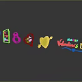 Red Hearts Ring Arrow And Text For Valentine's Day Decorations