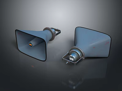 Two Vintage Computer Speakers With Metal Horn Design And Retro Style 3d model