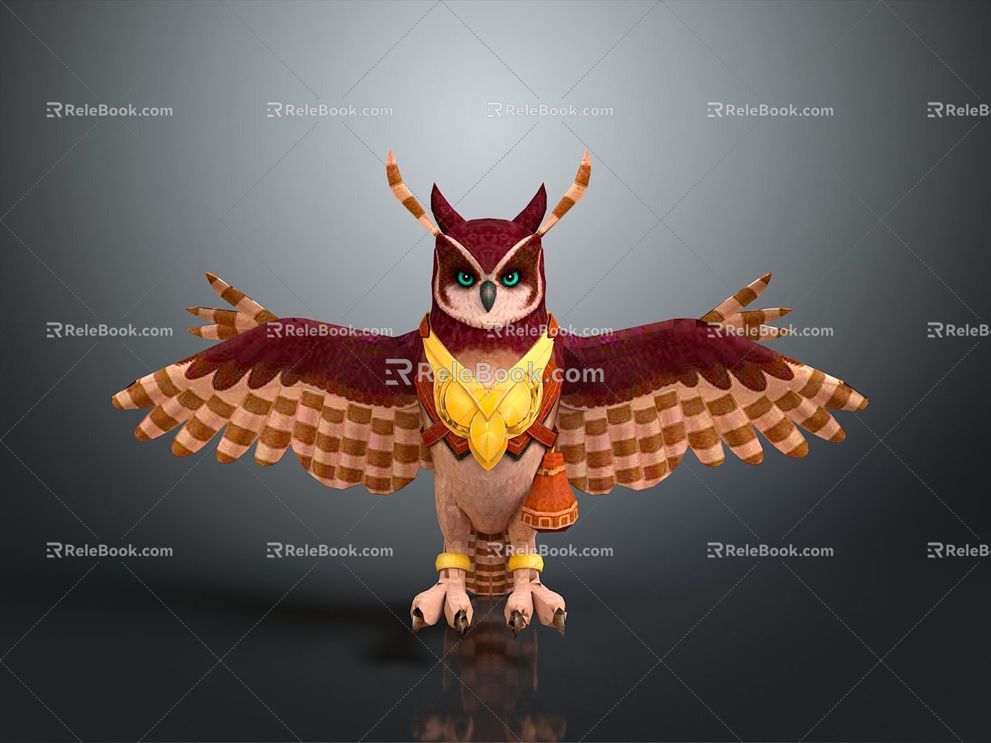 Owl grimace owl long-eared owl wulin owl monkey face owl carved owl 3d model