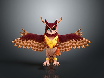 Owl grimace owl long-eared owl wulin owl monkey face owl carved owl 3d model