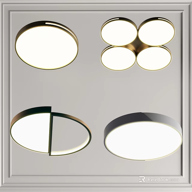 Modern Round Ceiling Lights With Various Designs And Metal Frames For Home Decor 3d model