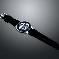 Fashionable Watch With Black Strap Silver Case And Colorful Dial Design
