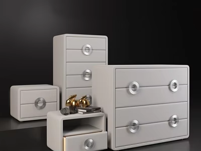 Modern Bedside Tables With Drawers And Metal Knobs For Bedroom Decor 3d model