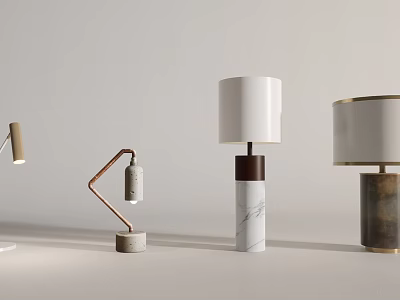 Modern Luxury Table Lamps Featuring Marble Bases Metal Frames And Fabric Shades 3d model