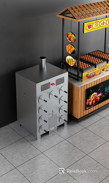 Commercial Roasted Sweet Potato Oven With Display Rack And Food Screen 3d model 