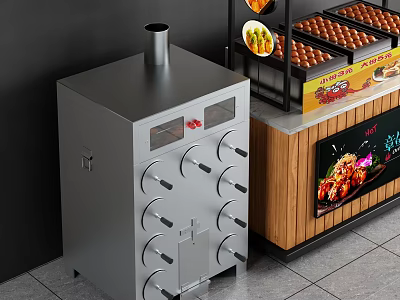 Commercial Roasted Sweet Potato Oven With Display Rack And Food Screen 3d model