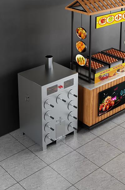 Commercial Roasted Sweet Potato Oven With Display Rack And Food Screen 3d model