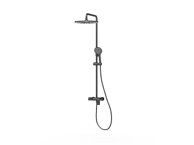 Modern Matte Black Shower System With Rainfall Head And Handheld Sprayer 3d model