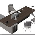 Modern Office Chairs With Wooden Executive Desk Computer Monitor And Desk Lamp
