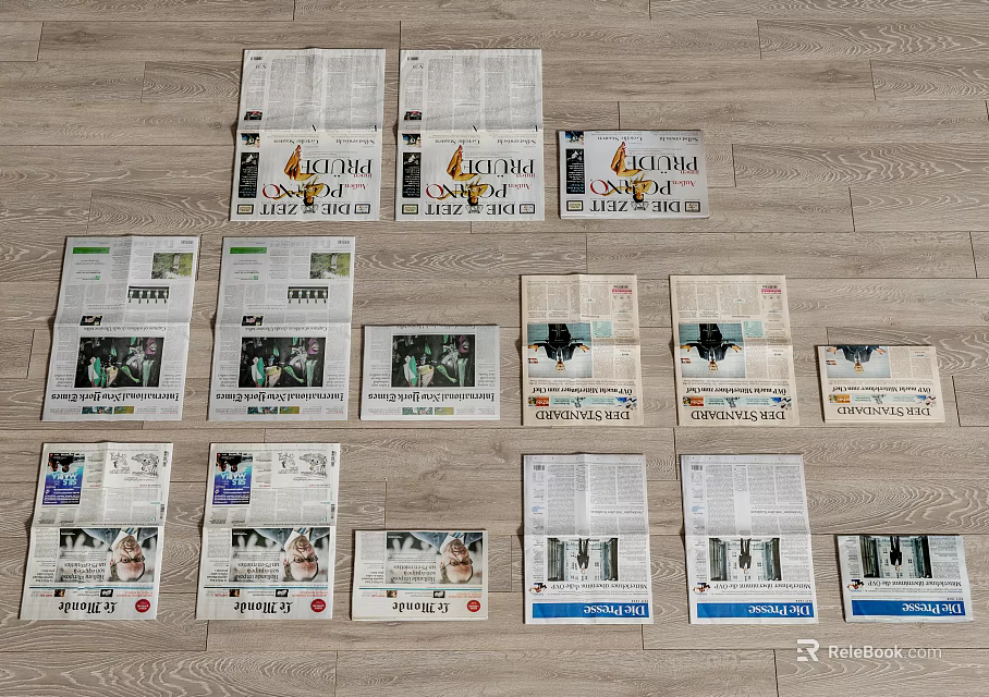 Various Magazines Spread Out On Wooden Floor With Different Covers And Colorful 3d model 