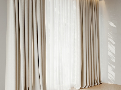 Cream wind curtain cloth curtain 3d model