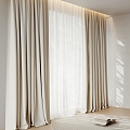 Cream wind curtain cloth curtain 3d model