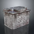 Rusty CALTEX Battery Scenery On Gray Background With Surface Stains And Reflection 3d model