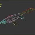 Ichthyosaur Model With Streamlined Body Blue Black Stripes Pointed Head Long Tail And Flippers