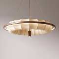 Elegant Modern Chandelier With Cream Pleated Fabric Shade Brown Metal Frame Hanging For Interior Lighting