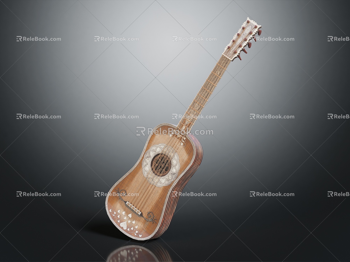 Modern Guitar Baroque Guitar 3d model