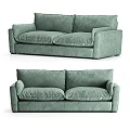 Modern Light Green Two Seater Sofa With Comfortable Cushions And Simple Design 3d model