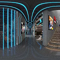 Modern Arcade Playground Interior With Neon Lights Colorful Lighting And Gaming Machines