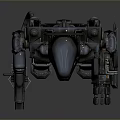 3D Model Mechanical Mech Character With Gray Armor And Red Eyes
