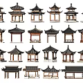Traditional Chinese Garden Pavilions With Various Roof Styles And Architectural Designs
