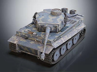 Detailed Military Tank With Camouflage Paint Turret Gun Barrel And Tracks 3d model