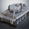 Detailed Military Tank With Camouflage Paint Turret Gun Barrel And Tracks