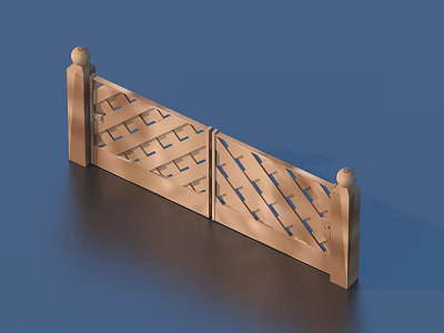 Classic Wooden Garden Ornament Fence With Woven Design And Decorative Balls 3d model