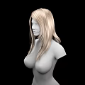 Isolated Woman With Long Blonde Hair And Smooth Bust On Black Background
