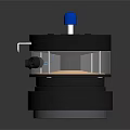 Technical Device With Blue Top Black Body And Circular Platform Featuring Cameras
