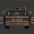 Orange Weaponized Modified Car With Spikes Blades And Roof Number 86