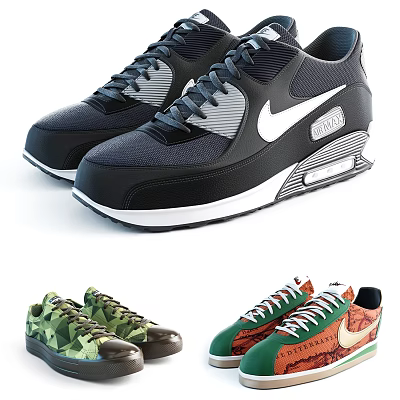 Nike Shoes With Multiple Colors And Various Styles For Casual Daily Wear 3d model