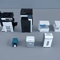 Office Appliances Including Multifunction Printers Shredders Black White Blue Devices Various Sizes 3d model