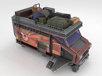 GODZILLA Decorated Vehicle With Roof Luggage Bags Colorful Patterns And Modified Design 3d model