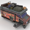 GODZILLA Decorated Vehicle With Roof Luggage Bags Colorful Patterns And Modified Design