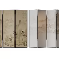 Traditional And Modern Folding Screens With Landscape Paintings And Transparent Panels For Home Decor