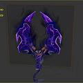 Fantasy Weapon Design With Purple Orange Flame Effects And Intricate Structure