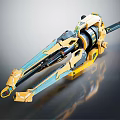 Futuristic Mechanical Weapon With Yellow Blue Detailed Structure Design 3d model
